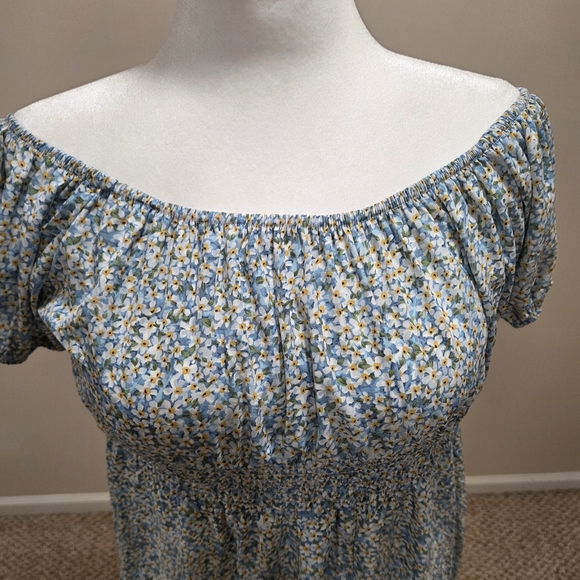 SHEIN Light Blue Floral Off-Shoulder Midi Dress - Picture 2 of 5